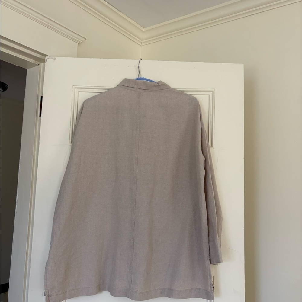 Eileen Fisher Patch Pocket Button-Down Linen Jack… - image 3